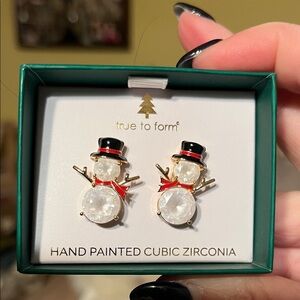 NIB True to Form Handpainted Snowman Earrings